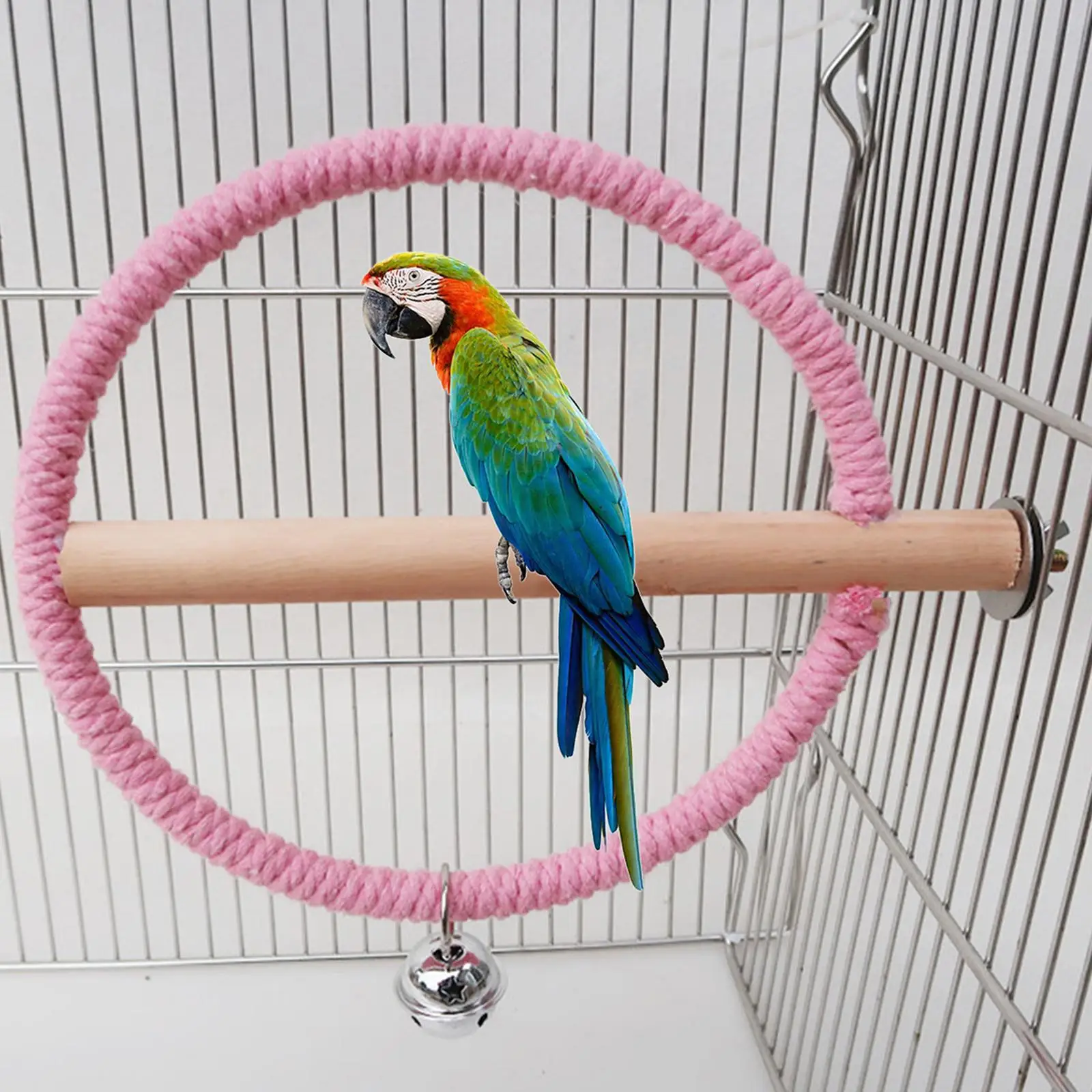 Playground Wood Perch Parrot Swing Stand Budgie Macaw Hammock Hanging Toy