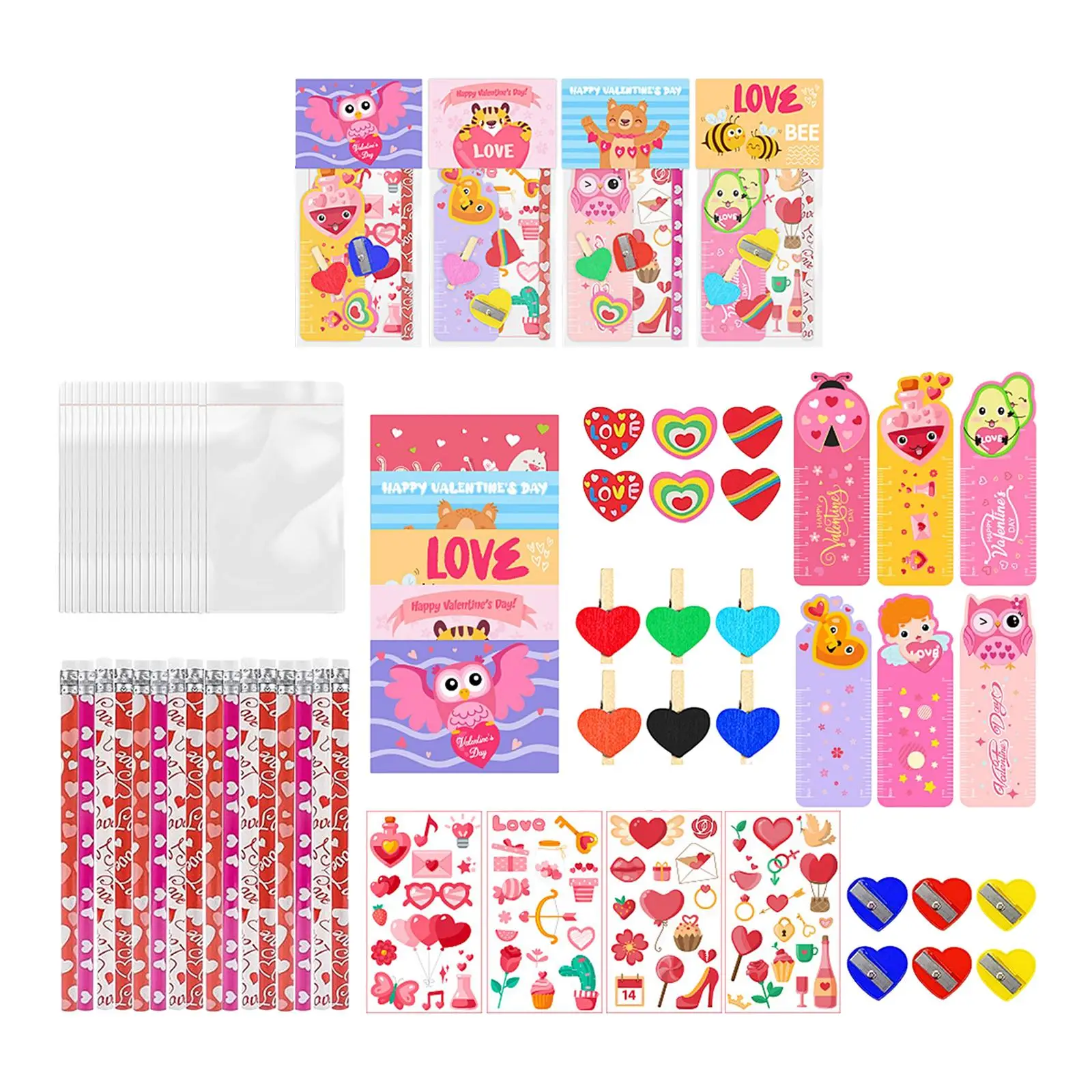 Assorted Valentines Stationery Set Valentine`s Day Party Favors Exchange Gift Supplies for Girls Friend Children Student Teacher