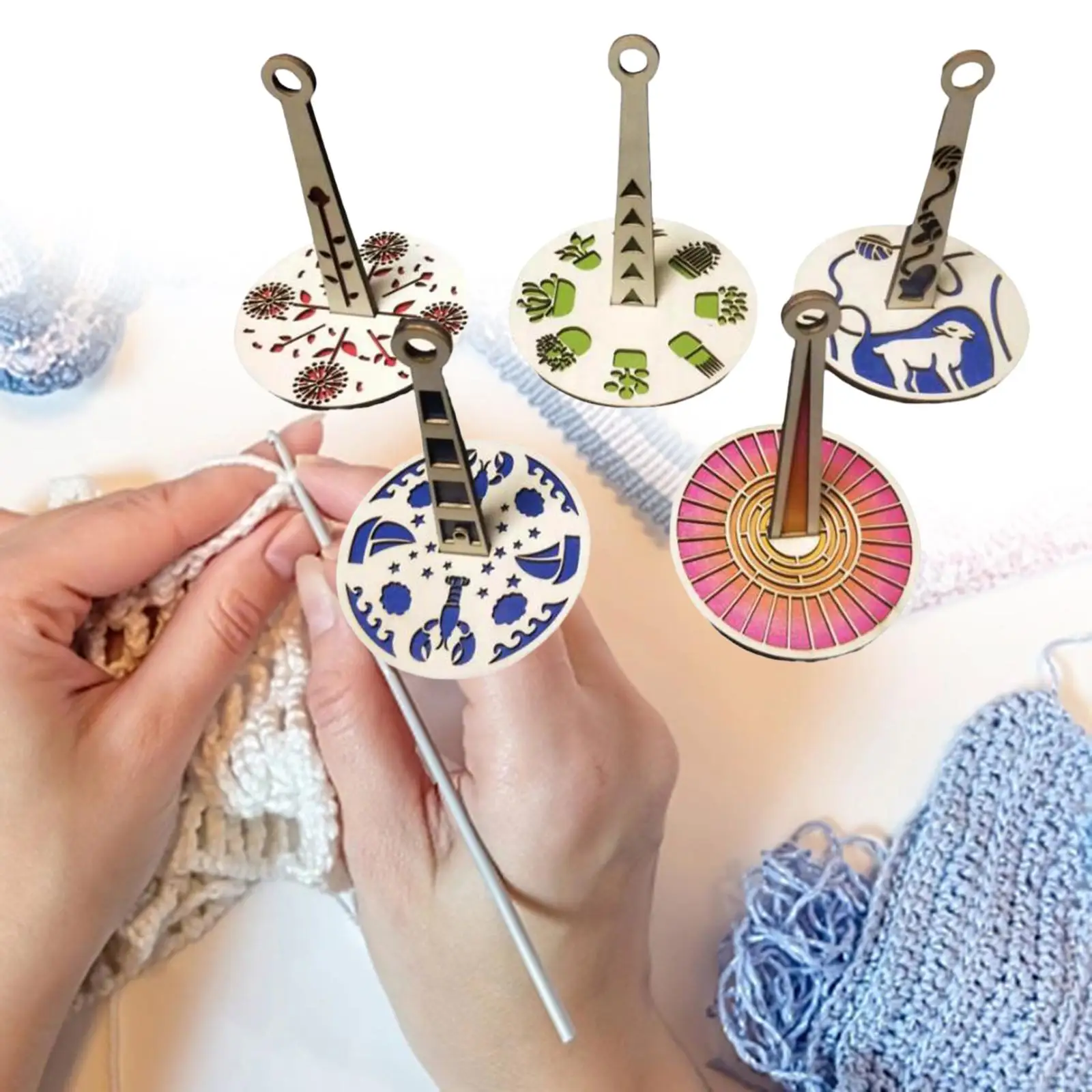 5Pcs Wrist Yarn Ball Holder Yarn Storage Wooden Knitting Yarn Holder for Handmade Craft Supplies Sewing Knitting Supplies Adults