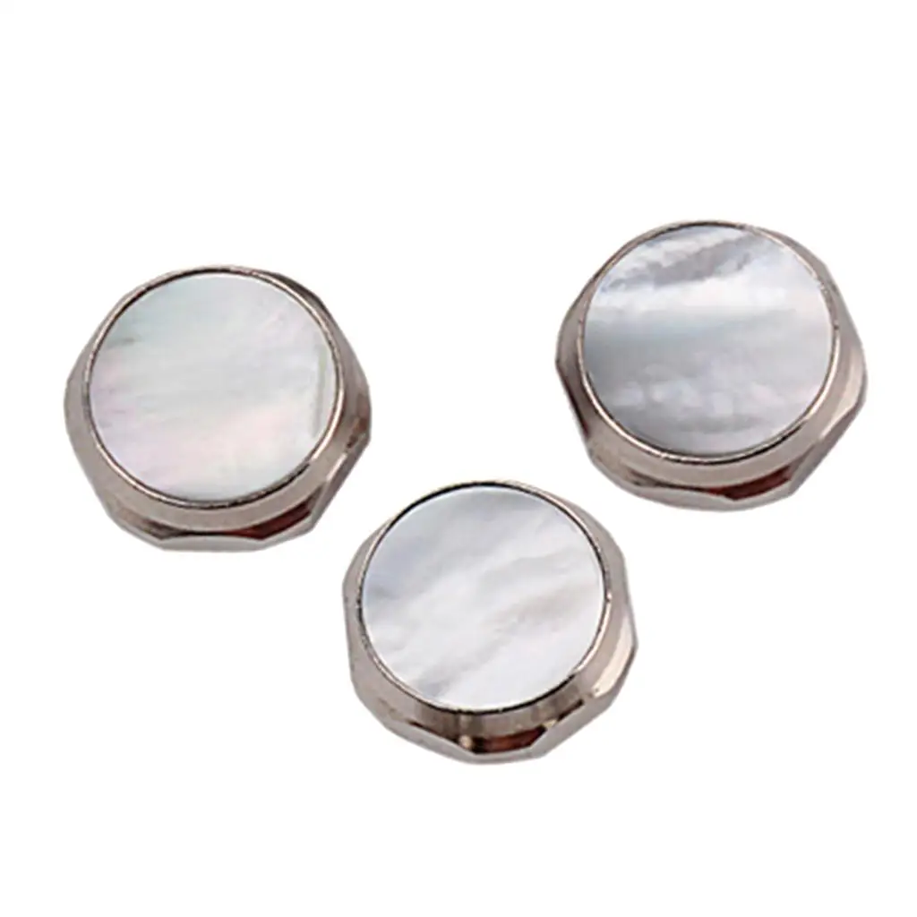 3 Pieces Alloy Shell Inlays Trumpet Finger Buttons Brass Instrument Accessories, White