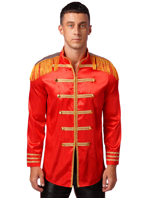 Men's Halloween SGT Sergeant Pepper Costume Jacket Marching Band Rock Man  60s Satin Cardigan Coat Theme Party Fancy Dress Up - AliExpress