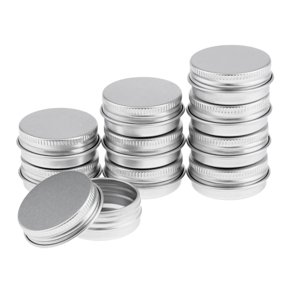 10Pcs 15 ml Silver Small Aluminum Round Lip Balm Tin Storage Jars Screw Lids for Lip Balm, Cosmetic, 