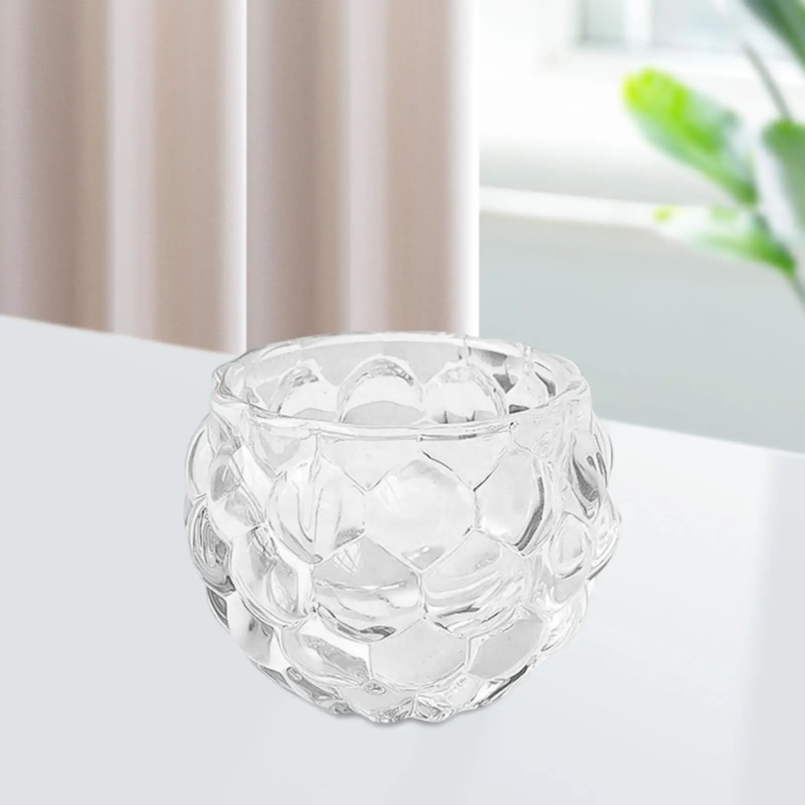 Transparent Glass Tealight Candle Holder, Round Bowl Pillar Candle Stands