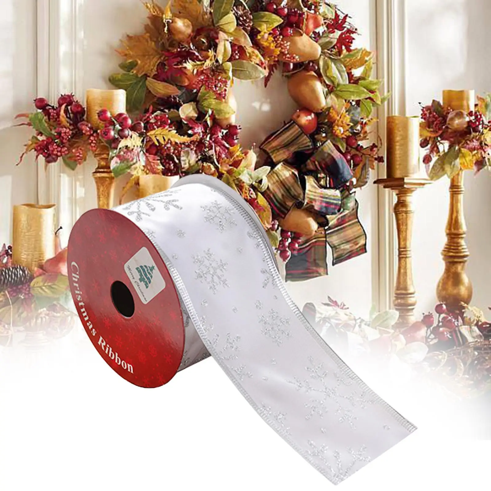 2023 Christmas Ribbon Festival Wreath 6.3cm Wide Elegant Bouquet Holiday Christmas Trees Centerpieces Gift Wrapping Ribbon Decor