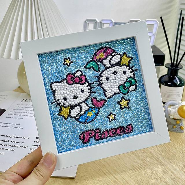 Sanrio Hello Kitty Cat Items Twelve Constellation Diamond Painting  Children's Handmade DIY Framed Cross Stitch Room Decor Gifts - AliExpress