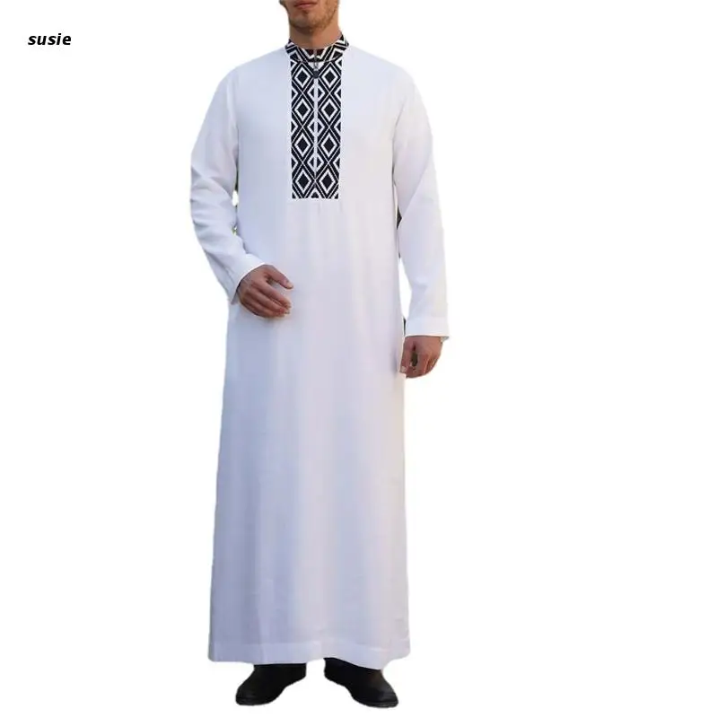 Skin-friendly Muslim Clothing Traditional Eid Middle East Jubba Thobe Men Robe