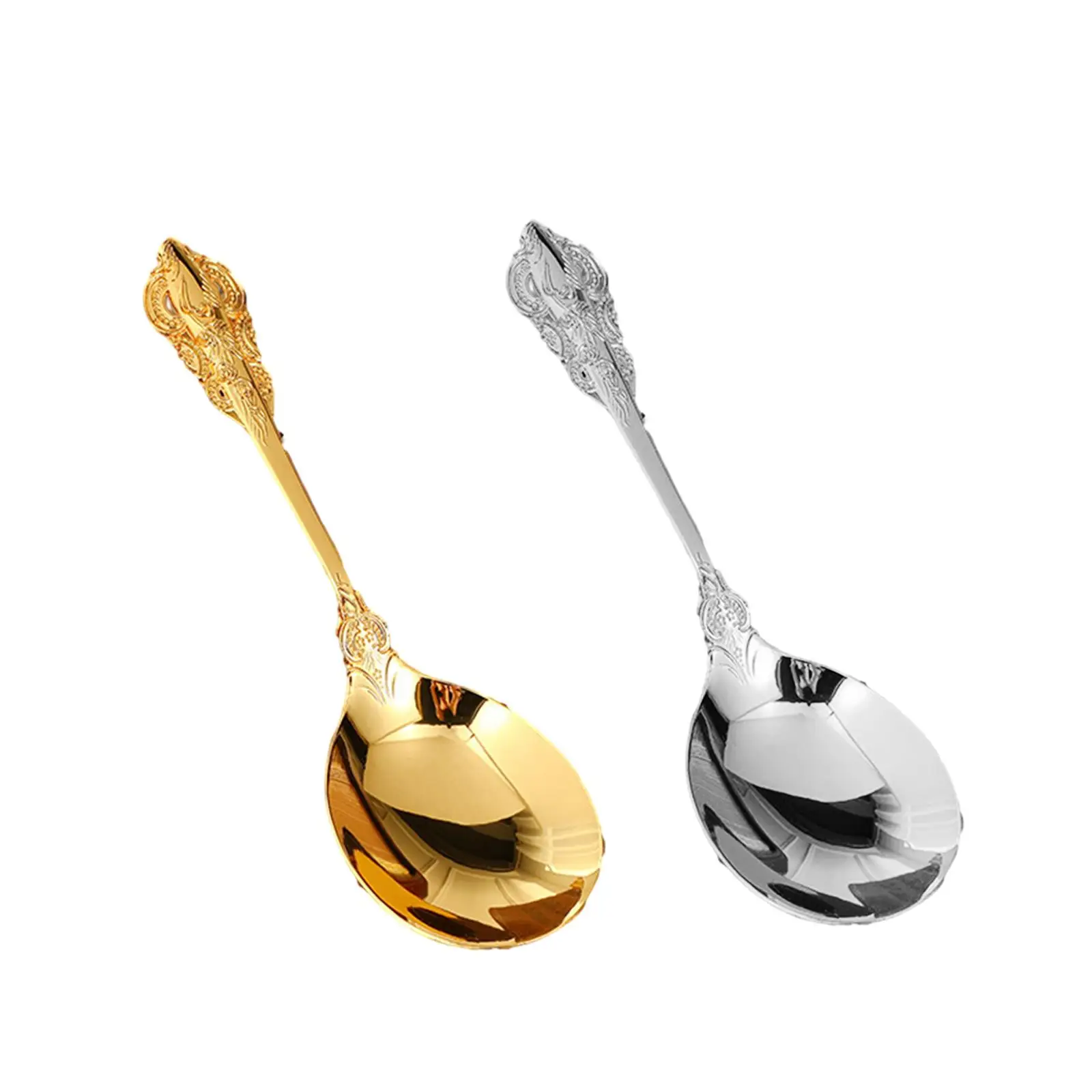 Catering Spoon Serving Spoon, Tableware Metal Embossed Tablespoon Soup Spoon for Cooking, Weddings, Buffet
