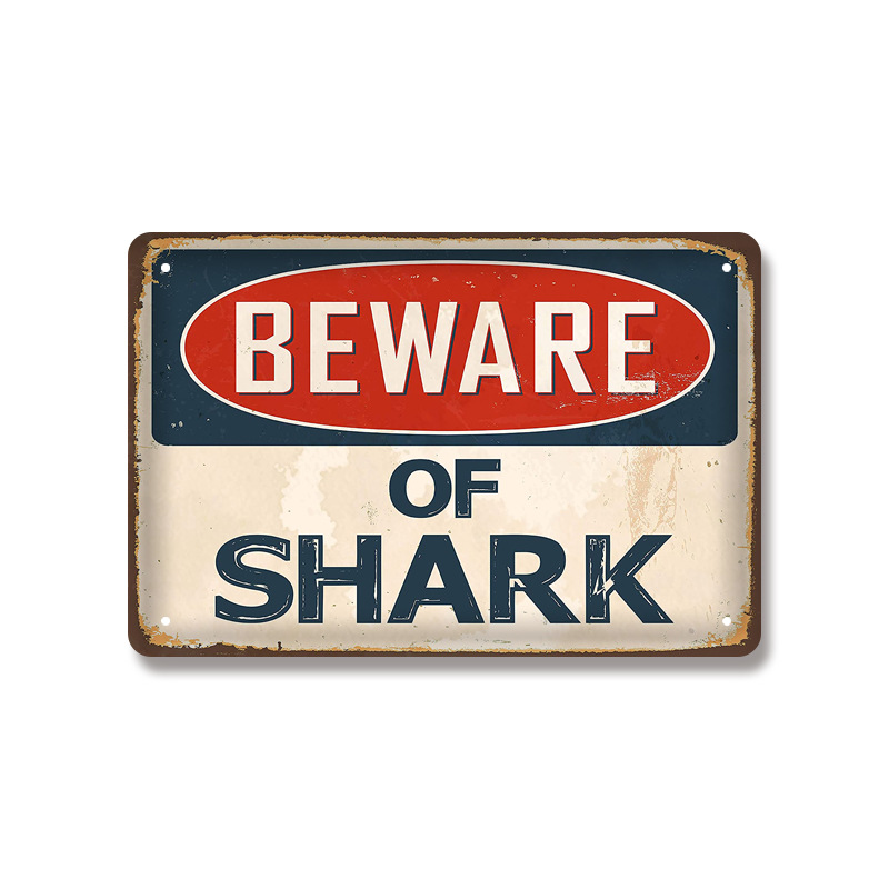 Title 6, Vintage Beware Warning Metal Tin Sign Poster fo...