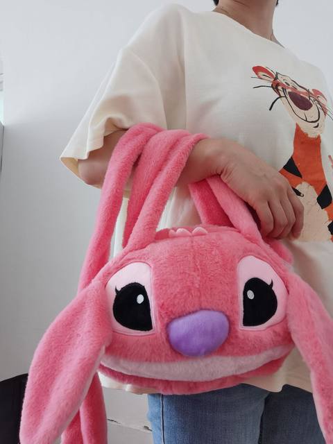 Disney Cute Stitch Angel Shoulder Bag Women Plush Stuffed