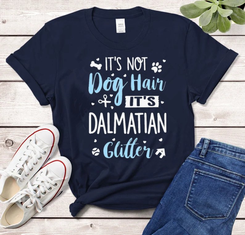 dálmata glitter camisa presente engraçado amante manga curta algodão engraçado carta impressão gráfico pescoço tshirt para mãe do cão fêmea