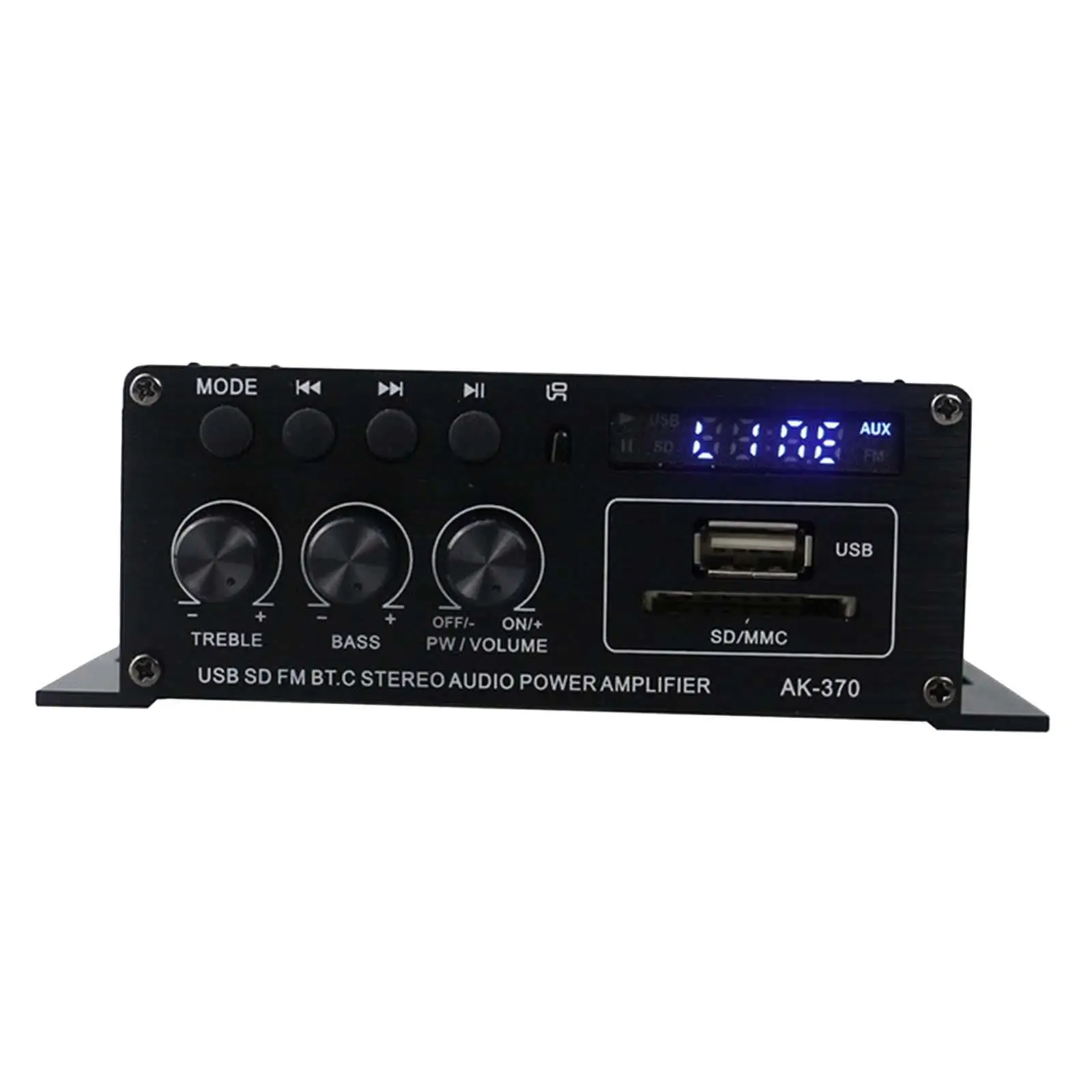 AK-370 Bluetooth Amplifier 2.0 CH 12V-24V USB SD BT FM for Car Home Bar Party Power Amplifier Mini HiFi Stereo Amp Speaker