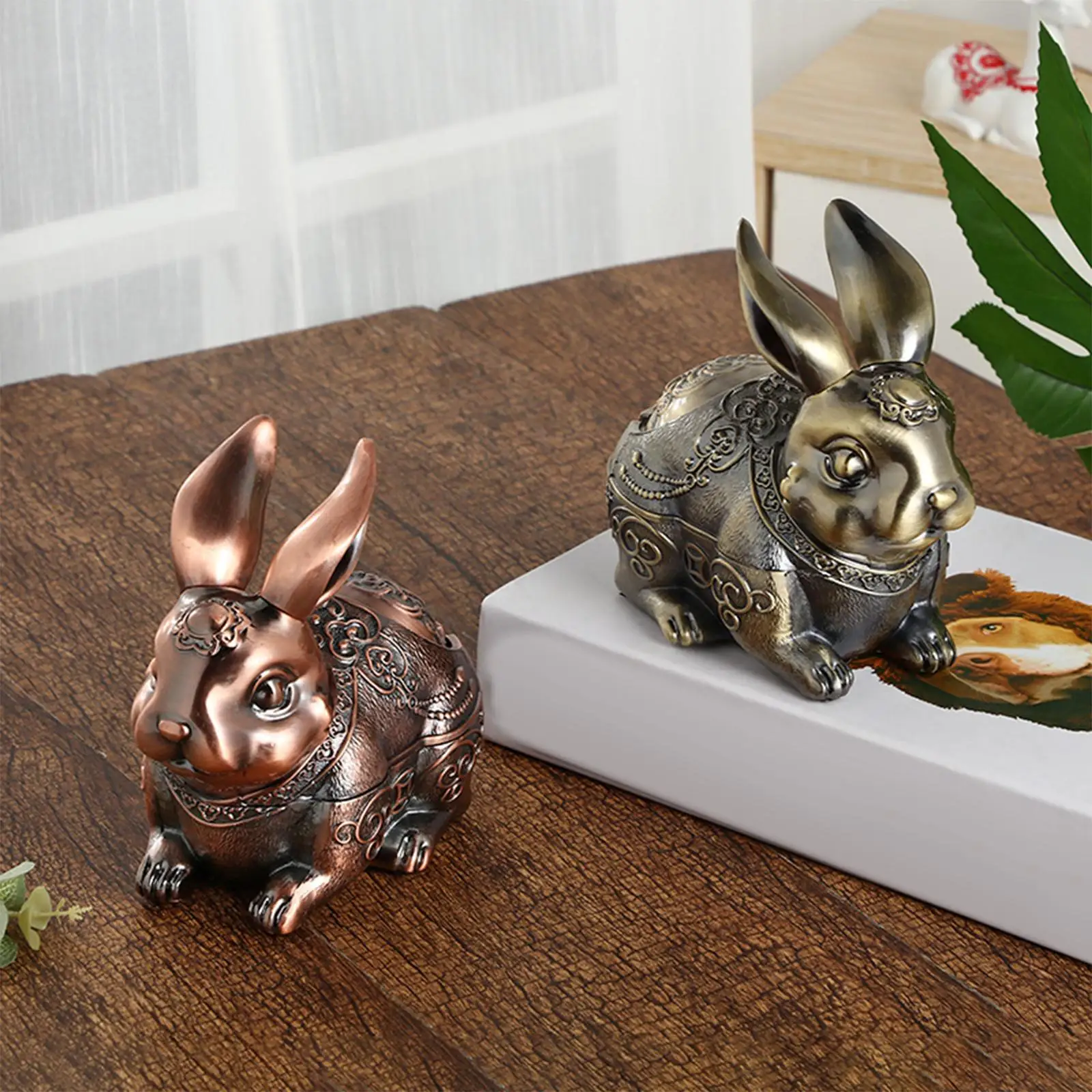 Ashtray Holder Decor Ornaments Rabbit Statue for Bedroom, Home, Decoration Ornament Holiday Gifts