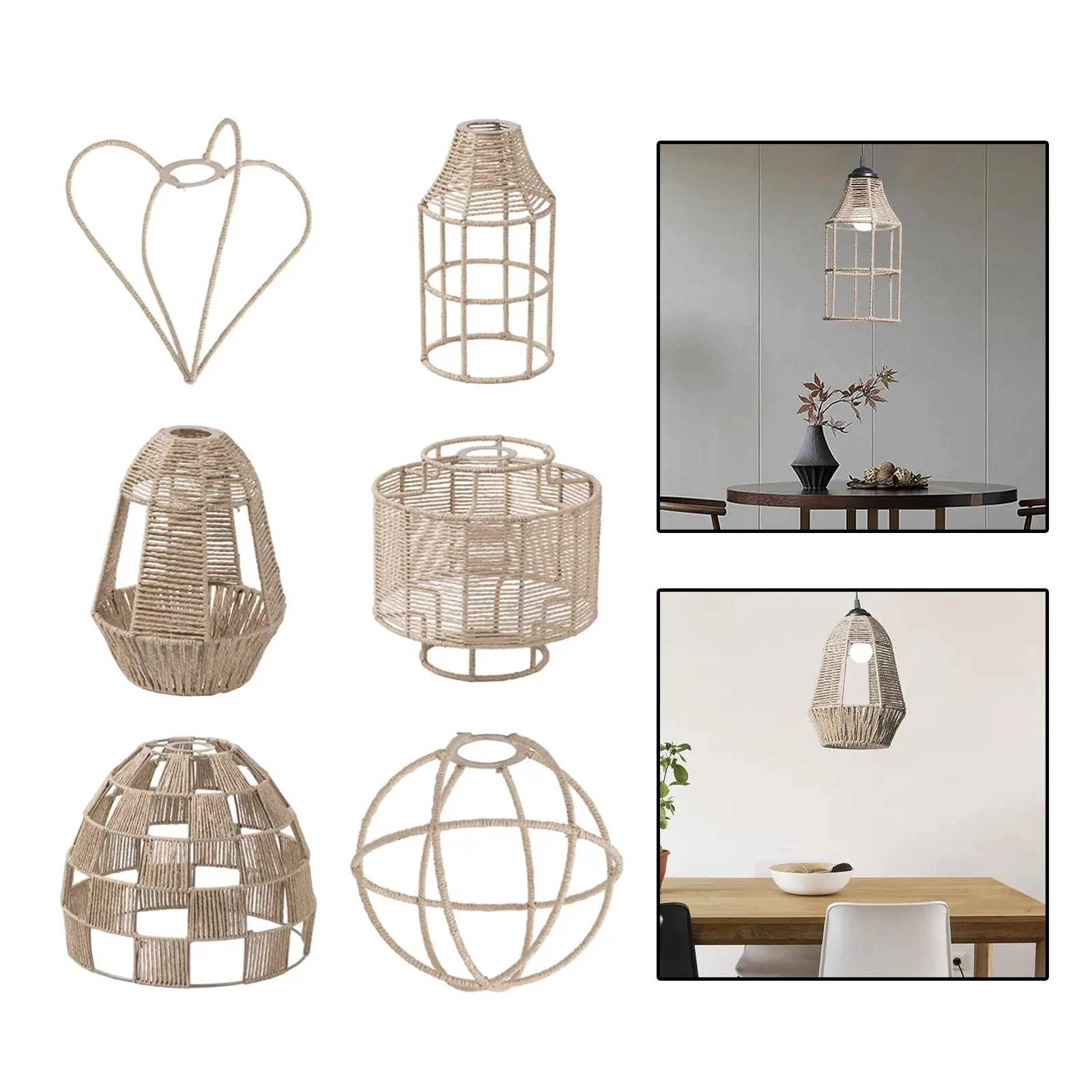Retro Style Pendant Lamp Shade Handwoven for Room Cafe