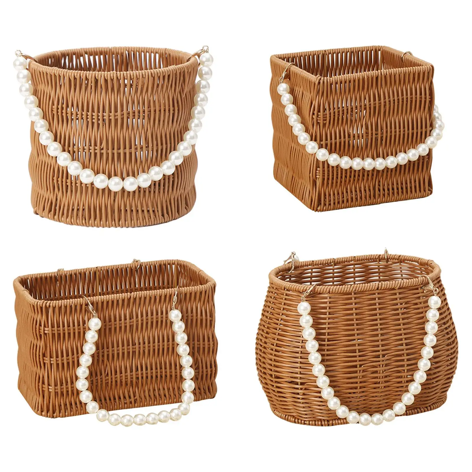 Imitation Rattan Basket Flower Basket Handwoven Basket for Small Daily Items