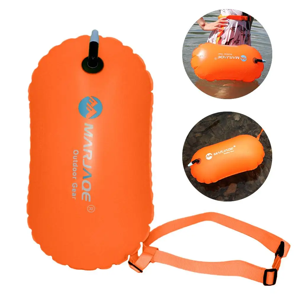 Lightweight Inflatable Safety Swim Buoy Tow Float w/ Waist Belt for Swimming Triathletes