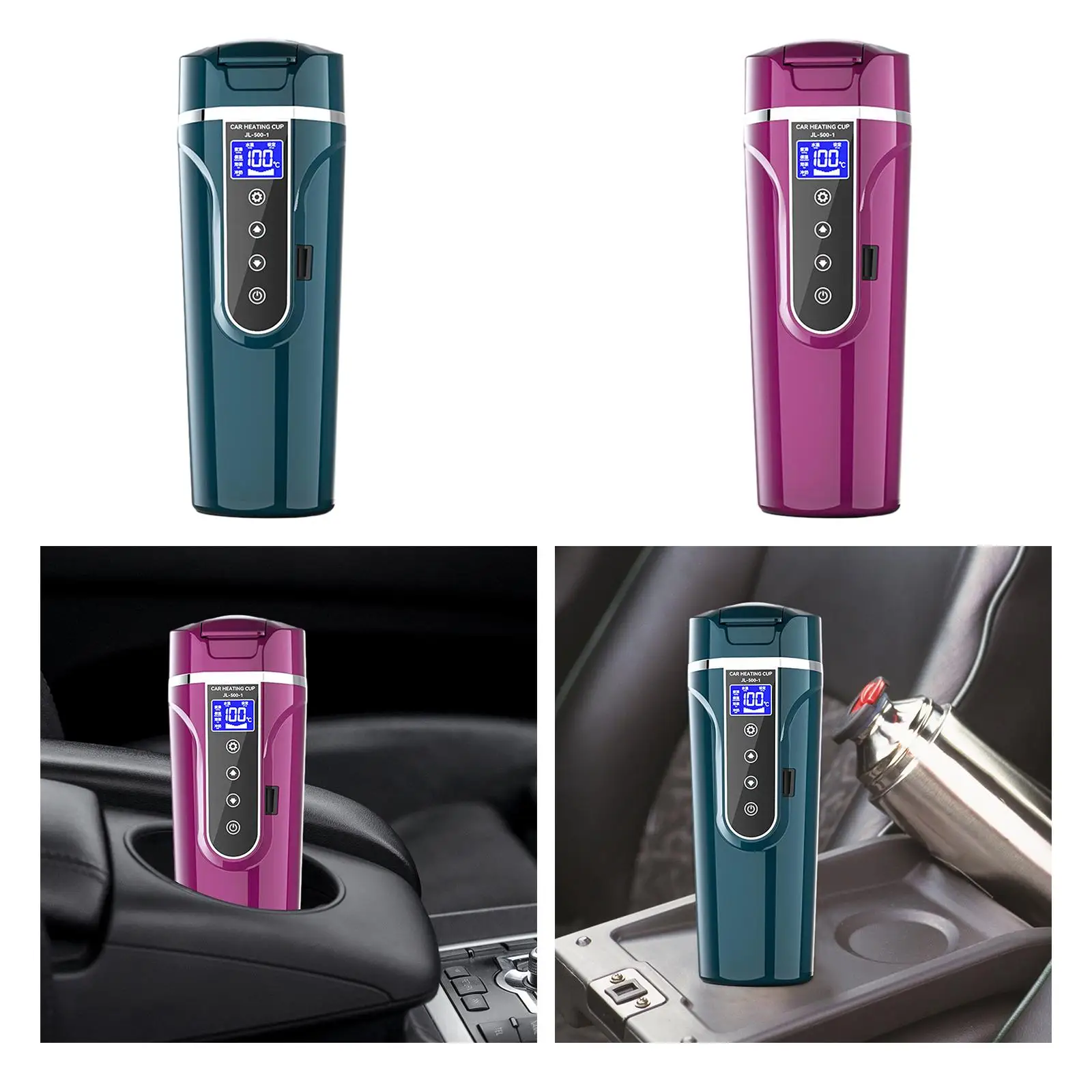 Car Kettle 12V/24V Fast Boiling Durable Car Travel Kettle Digital Display Touch Control Easy Cleaning Portable Car Heating Cup