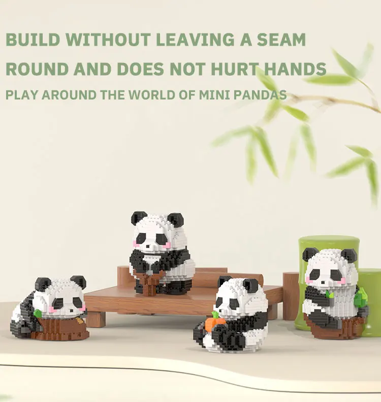 لعبة إبداعية يمكنك تجميعها بنفسك على شكل حيوان صغير لطيف على الطراز الصيني على شكل حيوان الباندا ألعاب تعليمية للأولاد للأطفال نموذج من الطوب