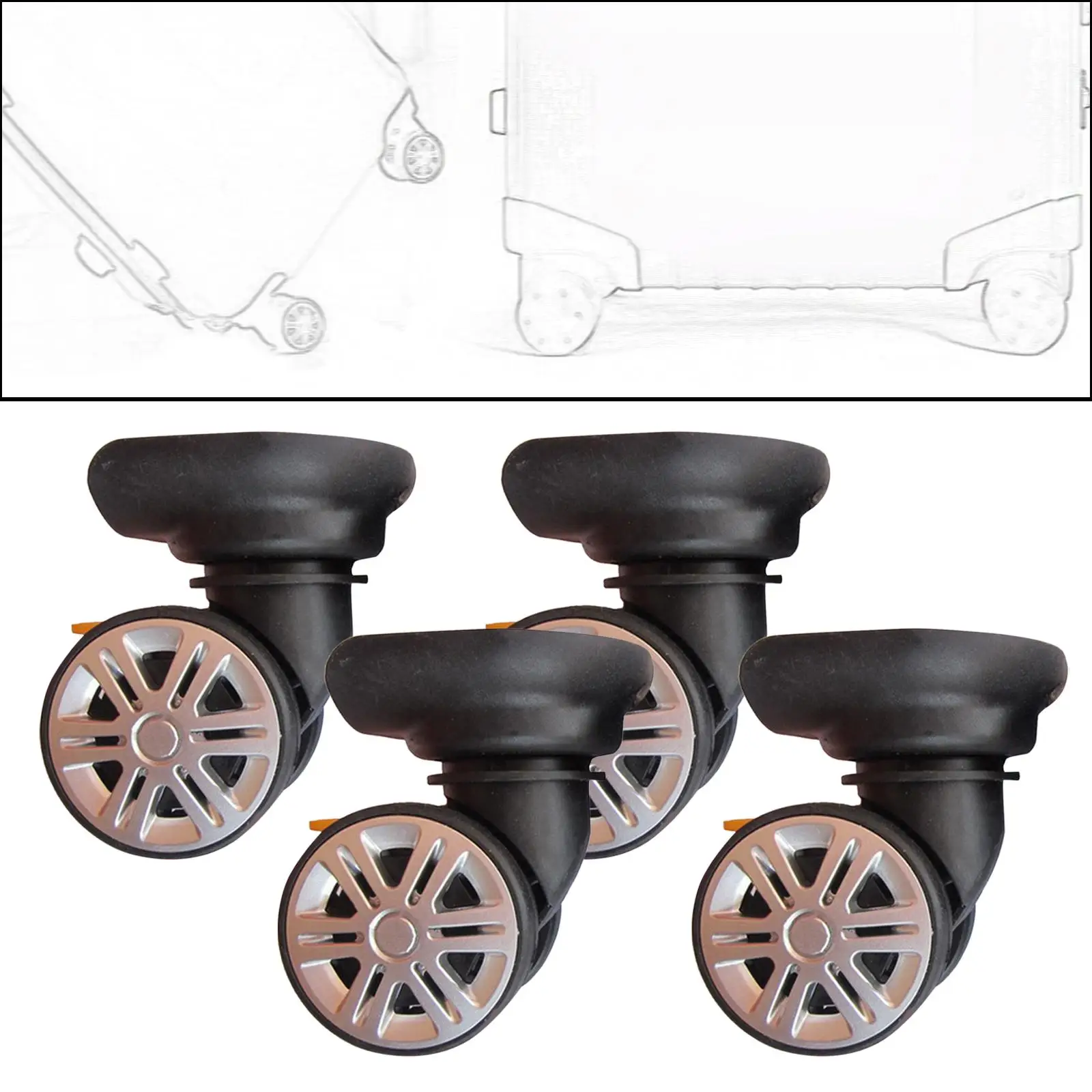 4Pcs Luggage Suitcase Wheels Replacement Parts Portable Suitcase Swivel Wheels for Travelling Case Luggage Trolley Case