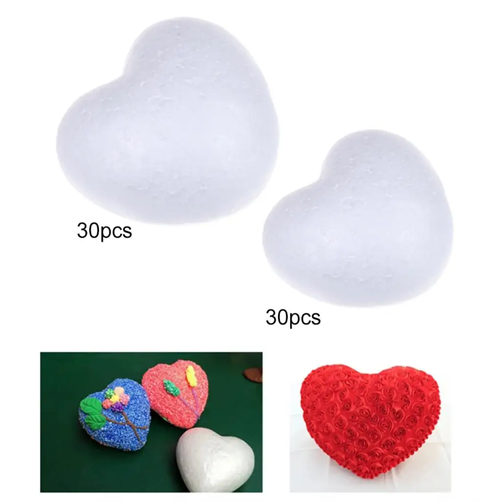 100/50/60Pcs Heart Shape Wedding Ornaments Styrofoam Polystyrene Foam Materials for Kids Crafts DIY Modeling Handmade Toys