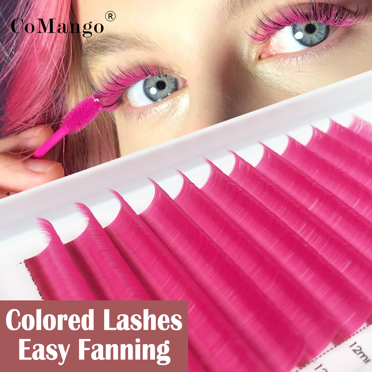 Best of CoMango Color Lash Extension C / D Curl Easy Fanning Eyelash Extension Blue Purple Brown Pink Auto Fan Volume Lashes Reviews & Tips