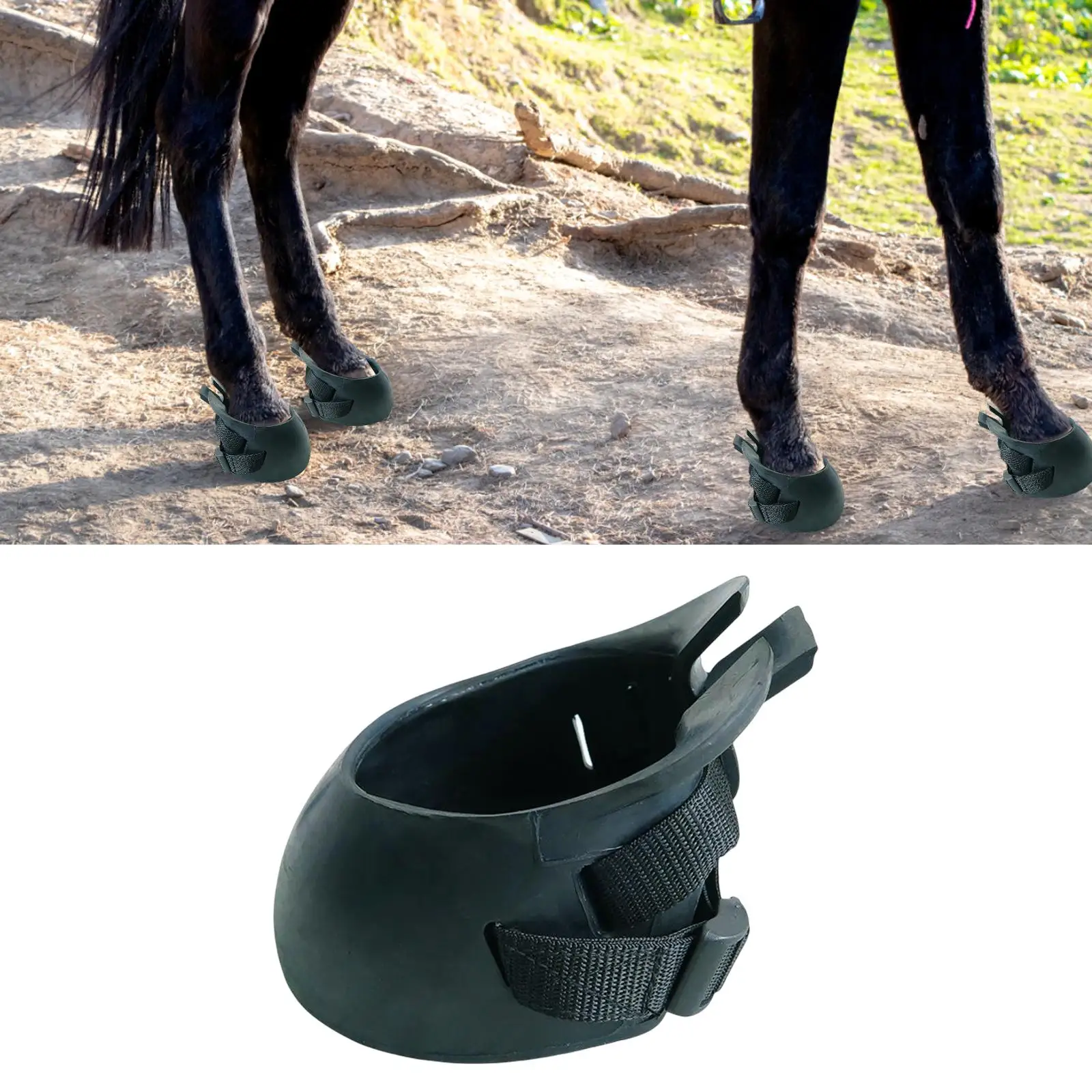 Horse Hoof Boot Durable Hoof Protector Portable Rubber Hoof Protection Boot Foot Guard for Jumping Riding Training Attachment