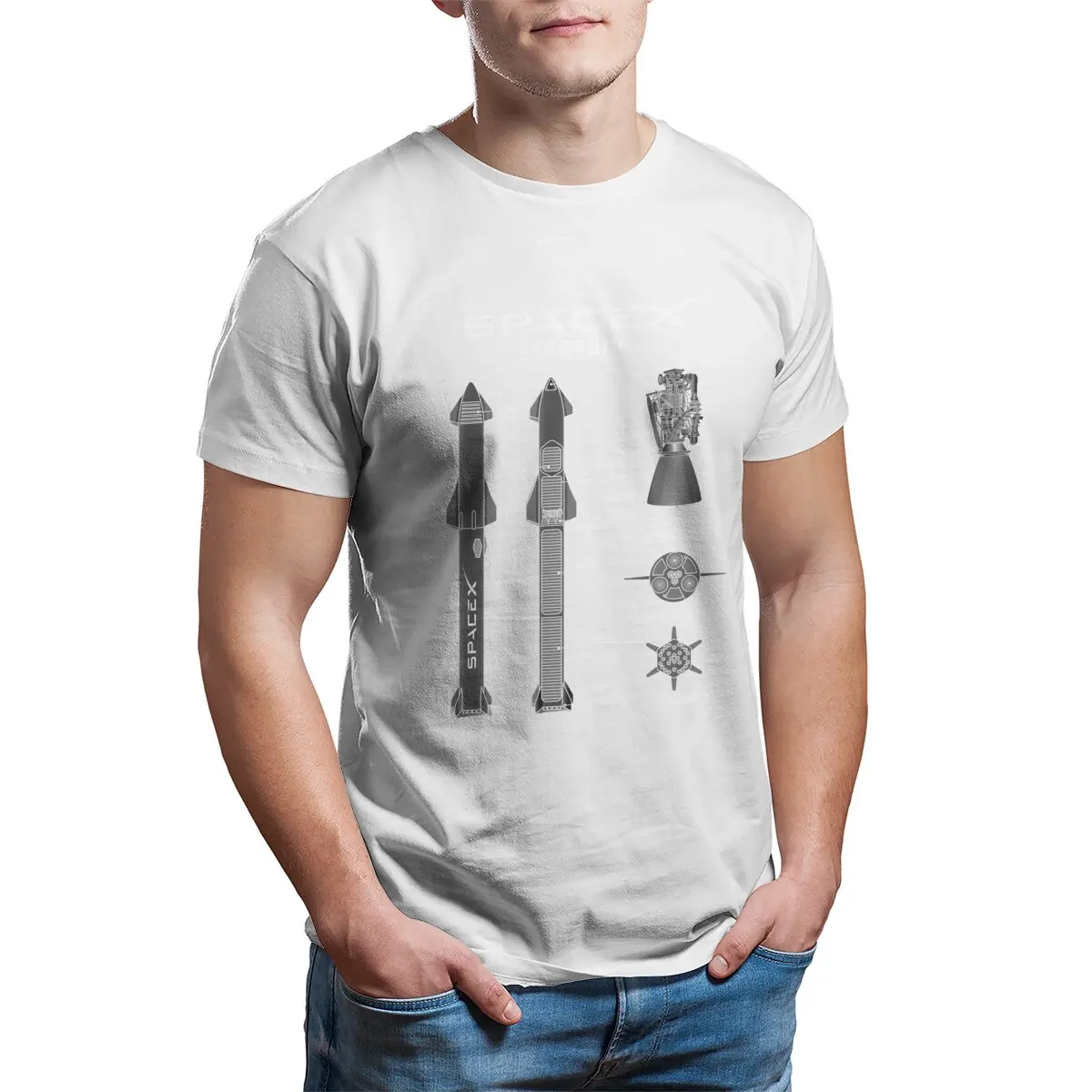 Title 4, SpaceX Starship Blueprint T-shirts imprimés pou...