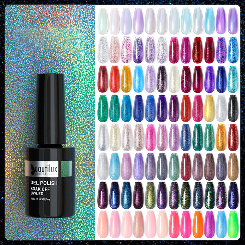 Best of Beautilux Glitter Nail Gel Polish Semi Permanent Sequins Flakes Shiny Glossy UV LED Nails Art Design Gels Varnish Lacquer 10ml Reviews & Tips