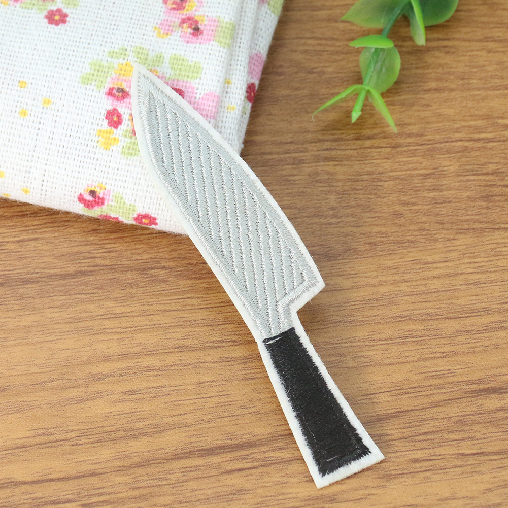 2PCS Simulation Obst Messer Küche Messer Stickerei Bügeln Nähen Handwerk Mantel Kleidung Hosen Schlupflöcher DIY Sammelalbum Zubehör – Detail 4