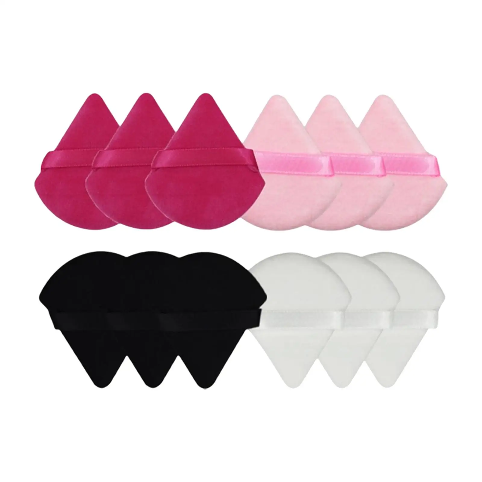 12x Triangle Powder Beauty Makeup Tool Pure Color Washable with Strap Makeup Puff for Loose Powder Body Powder Eye Shadow