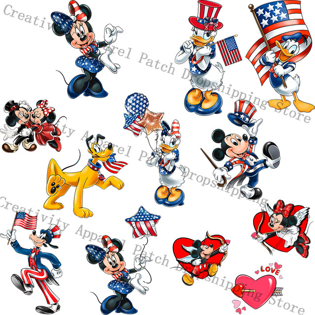 Mickey Minnie Mouse Donald Duck DIY Heat Transfer Patches for