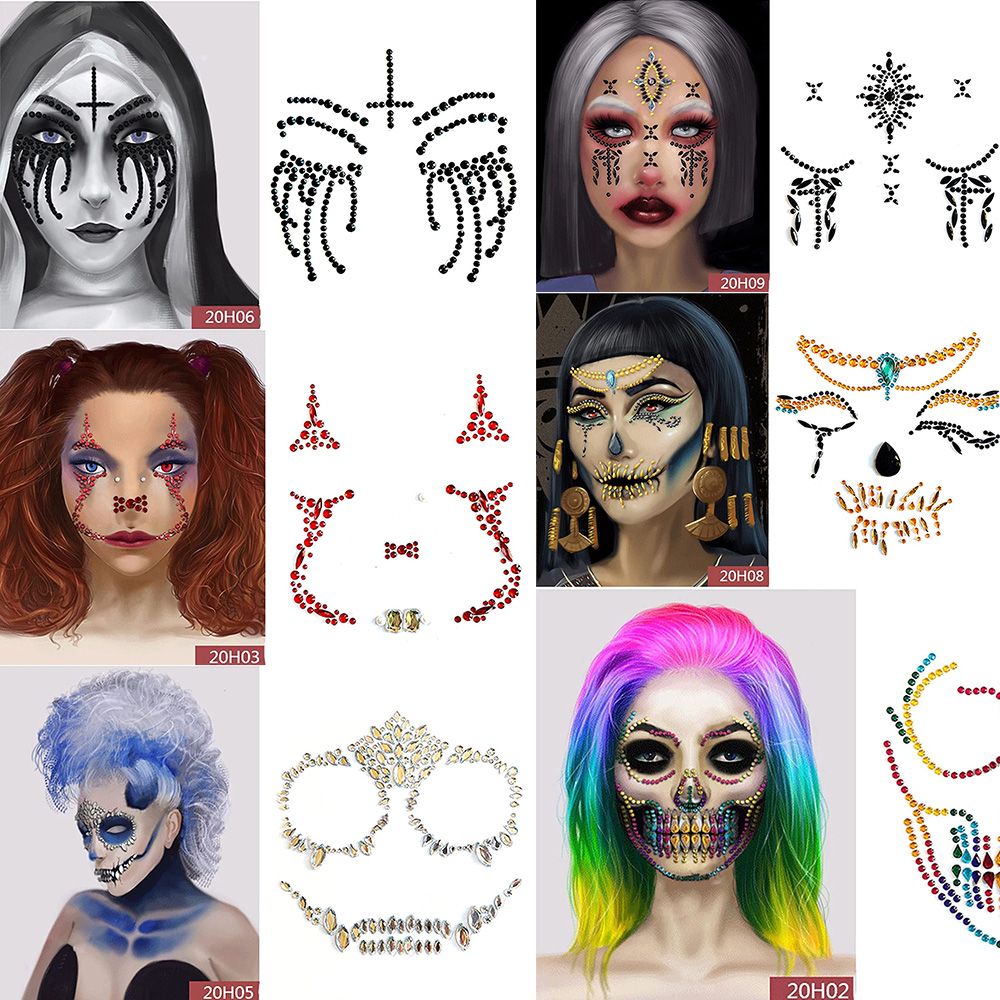 Best of Halloween Face Makeup Sticker Horror Day Of The Dead Skull Face Temporary Tattoo Stickers Ghost Face Funny Crystal Face Decal Reviews & Tips