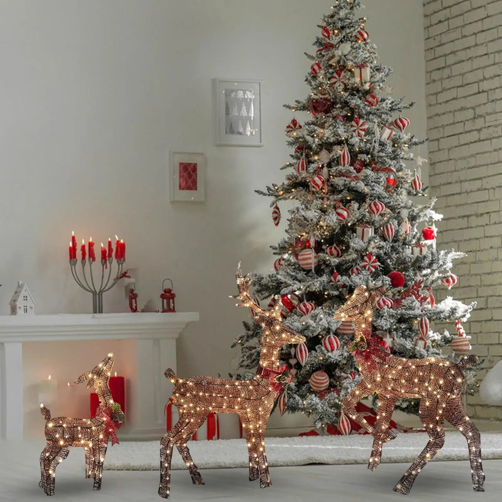 Christmas Lighted Reindeers Decor Acrylic Panel Deer Lighting for Holiday