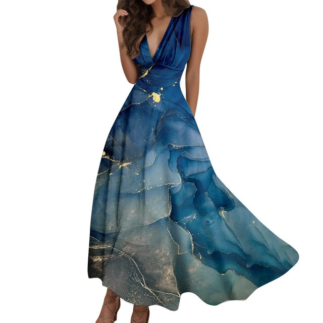 Vestito Da Cerimonia Donna Elegante - Scollo A V, Lungo, Linea Ad A, In Poliestere E Chiffon - Foto 8