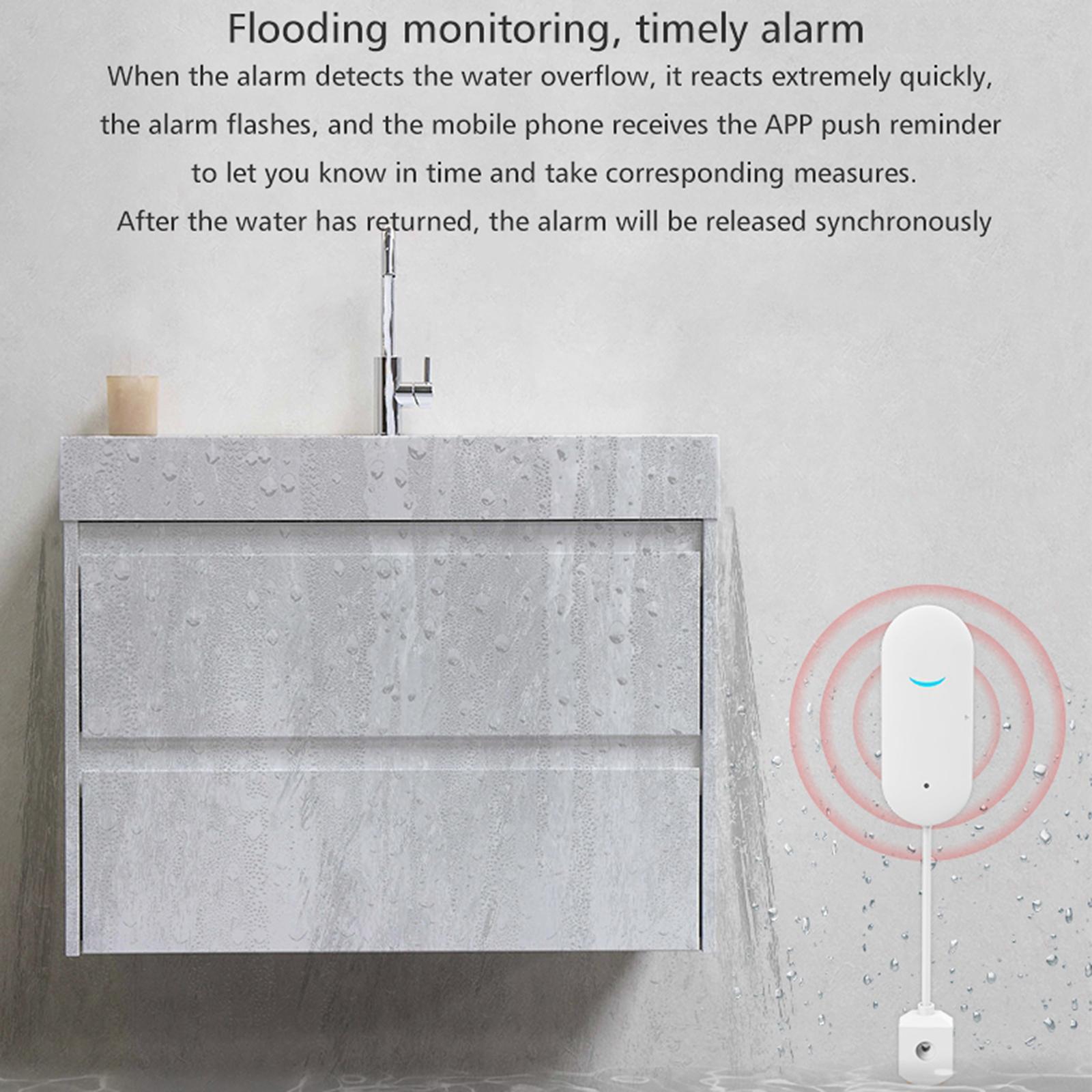  Water Leak Sensor Alarm Overflow Flood Leakage Detector APP Alerts,100dB Alarm