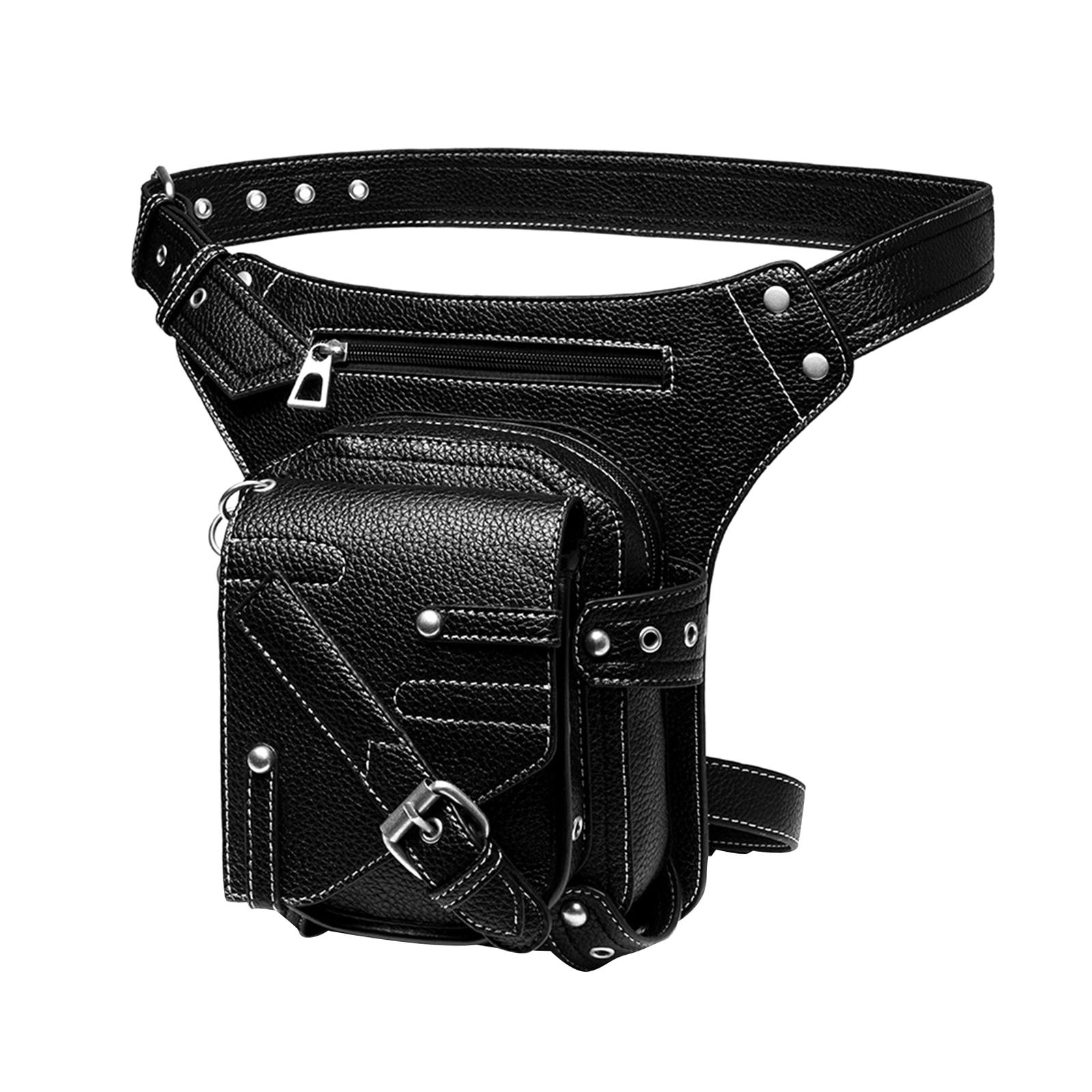 PU Leather Steampunk Waist Bag Fanny Pack Hip/Thigh Bag Outdoor  Running Waterproof Unisex Motorcycle Vintage Shoulder  Bags