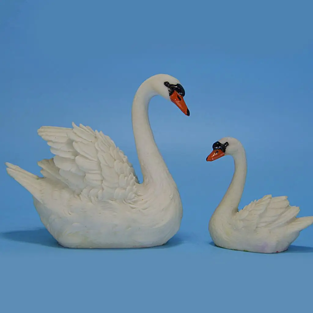 2x Resin Swan Sculpture for Outdoor Home Garden Decor Collectible Ornament 