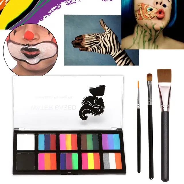 10 Grid Body Paint Facepaint Makeup Kit Face Painting Kit Washable  Professional for Halloween Party Cosmetic Stage