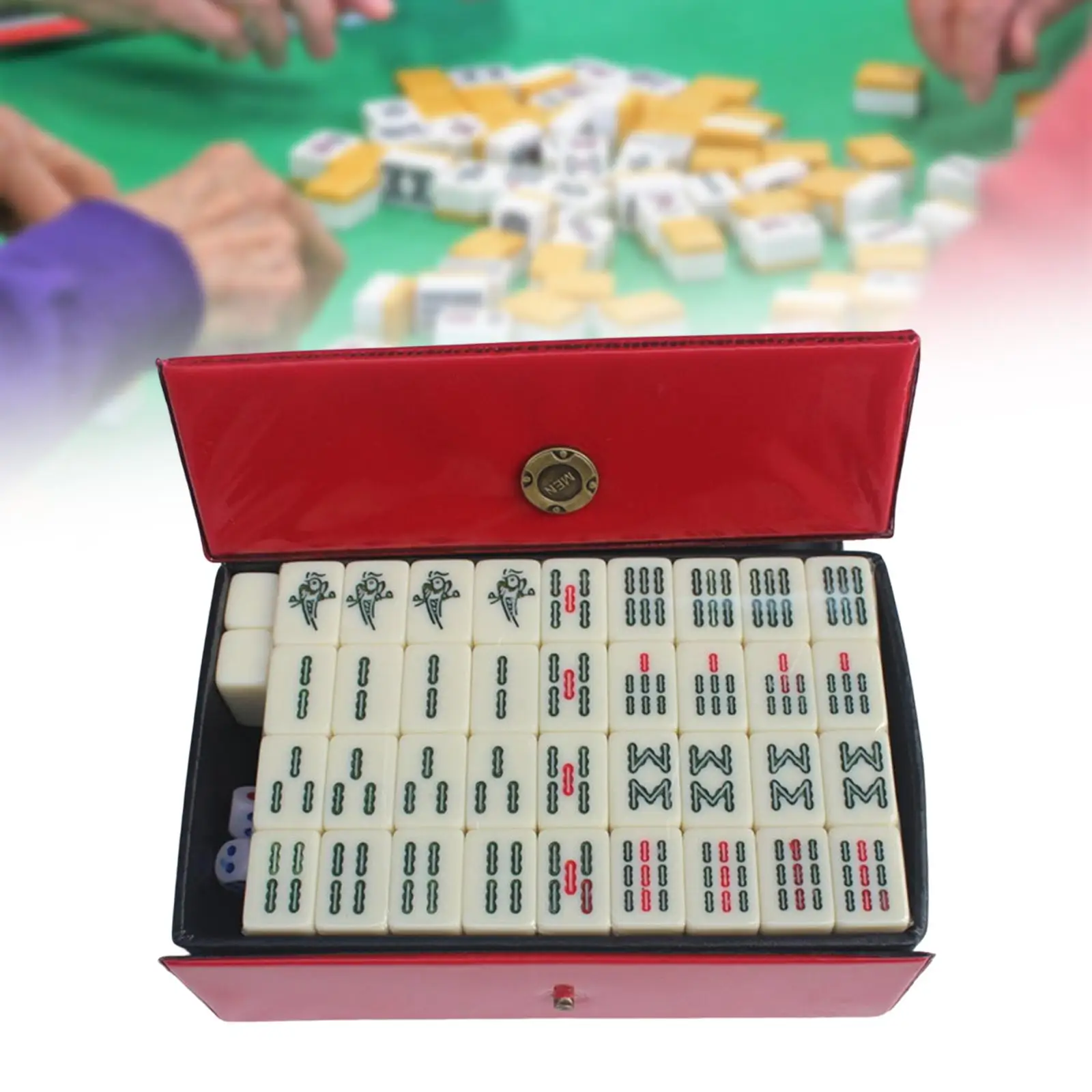 Portable Complete Mahjong Playset Board Game Maj Jongg, with Storage Box And 2