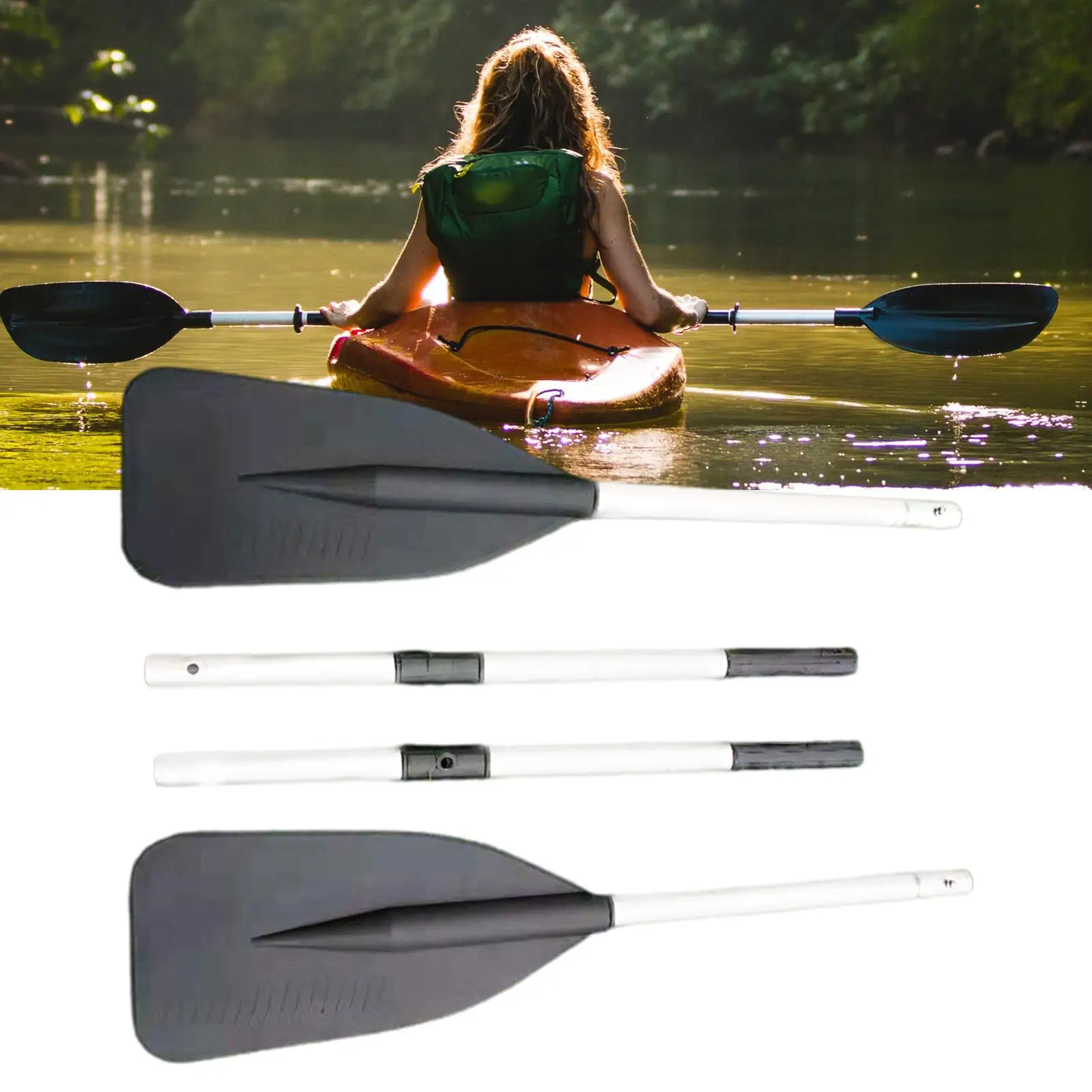 2Pcs Kayak Paddle Removable Accessories Portable Lightweight Packable for Stand up Boat Surfing Canoeing Paddleboard Surfboard