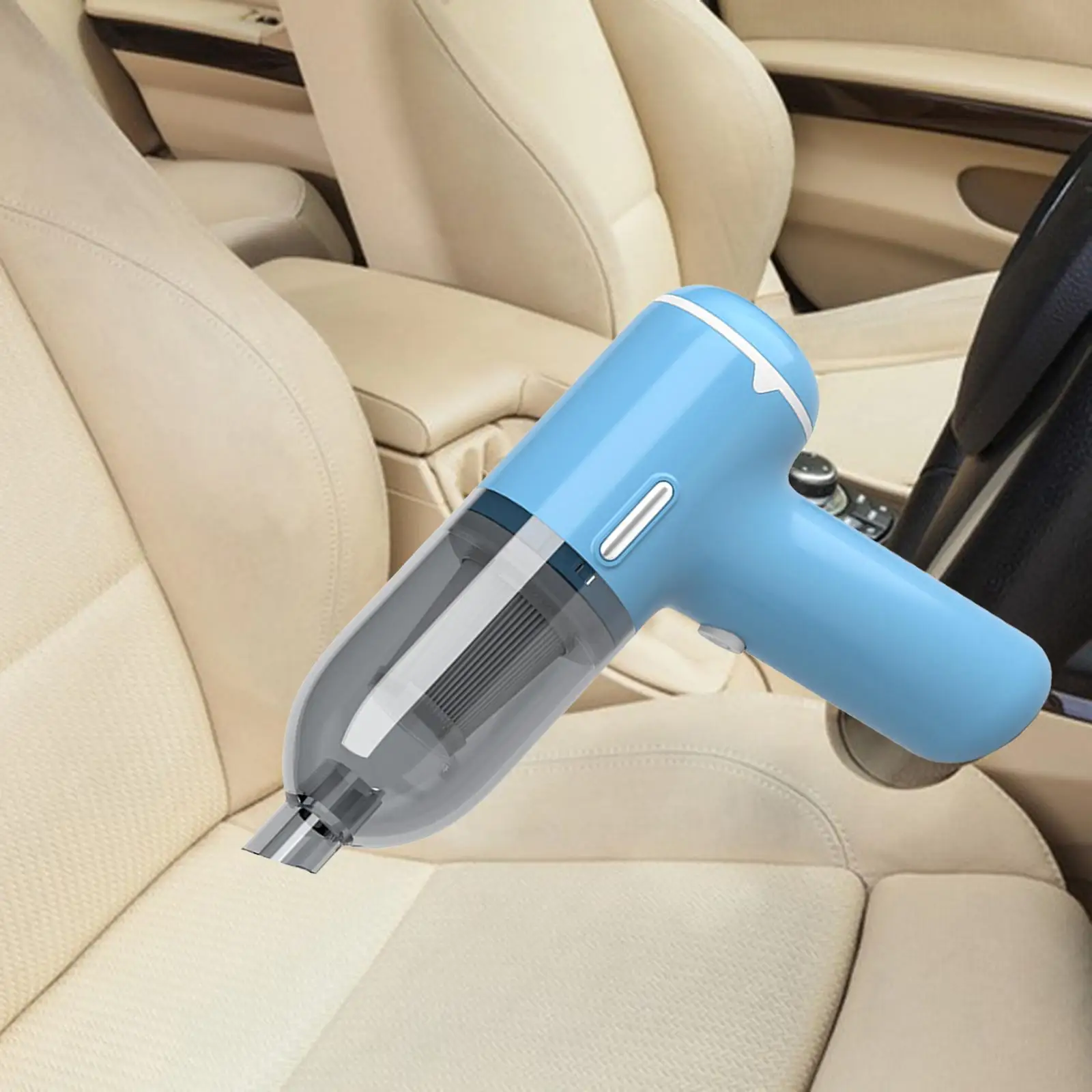 Portable Car Vacuum Strong Suction USB Rechargeable Duster with Nozzles for Car Household Bed Carpet Pillows