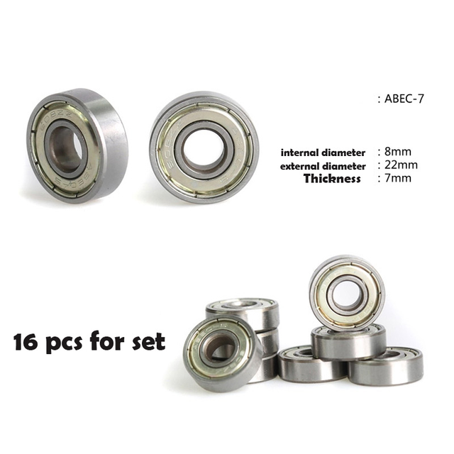 Lot De 8 Roulements à Billes SMJ Sport 608ZZ Carbone - ABEC-5/7/9 Pour Roller, Skateboard, Trottinette, Patins