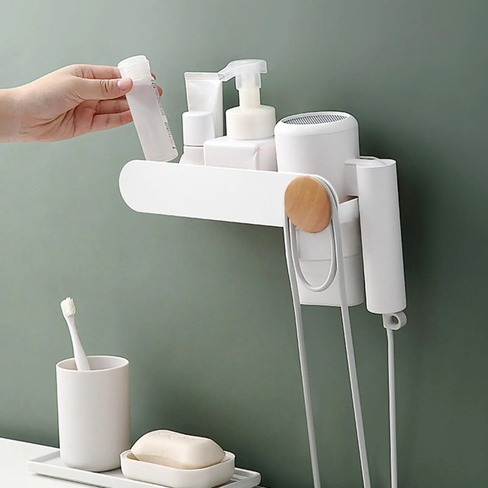 ABS  Hair Dryer Holder  Bathroom Shelf for Comb Hair Care Styling Tool Shampoo Bathroom Accessories Decoration