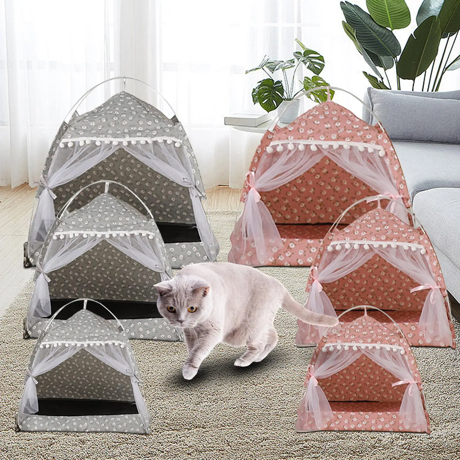 Large Cat tent Puppy Mat Cushion Nest Kennel Basket Bed for Kitten Thick Indoor Warm Dog