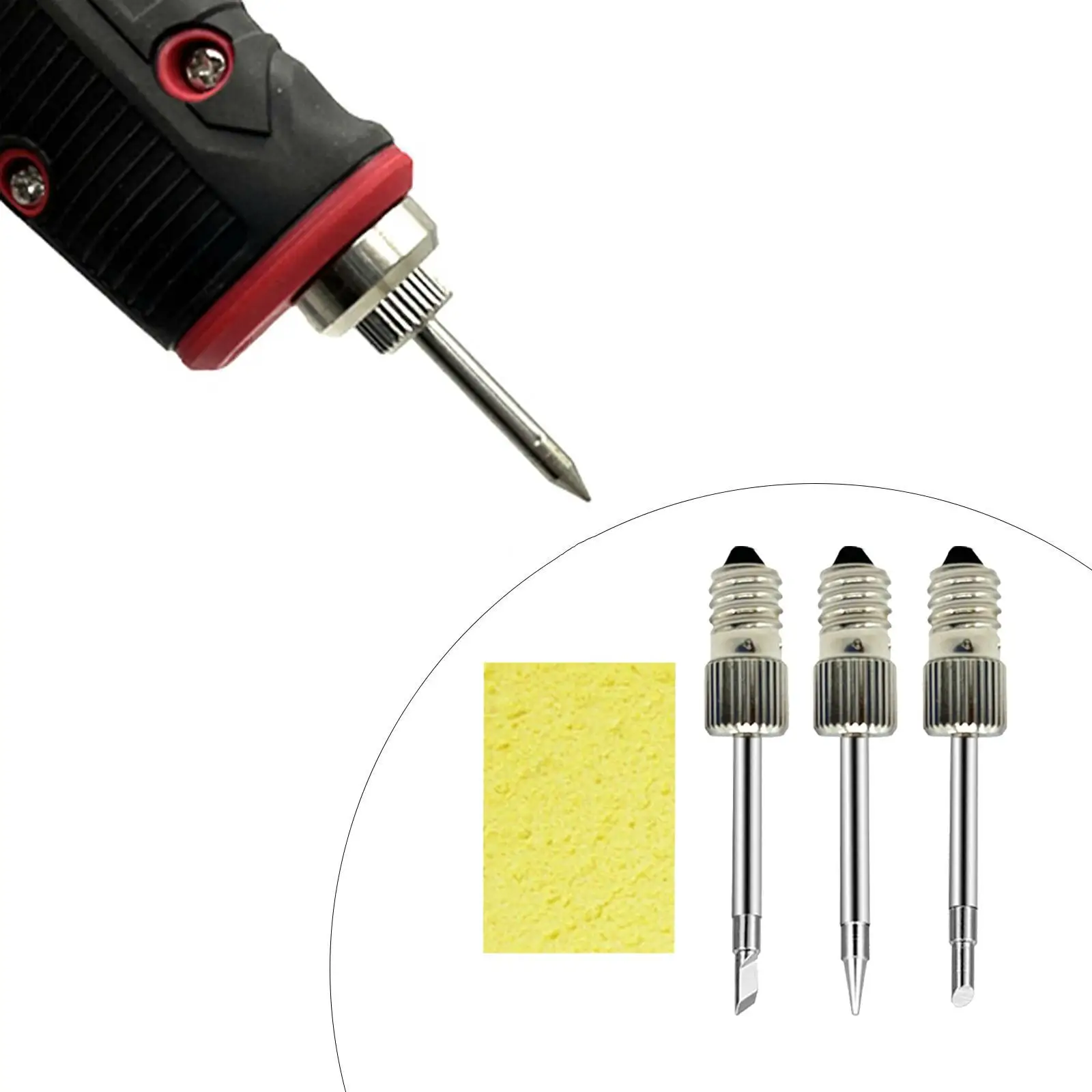 3 Pieces Brass Soldering Tips Threaded Soldering head with Cleaning Sponge Welding Soldering Tips for Soldering Tips Tools