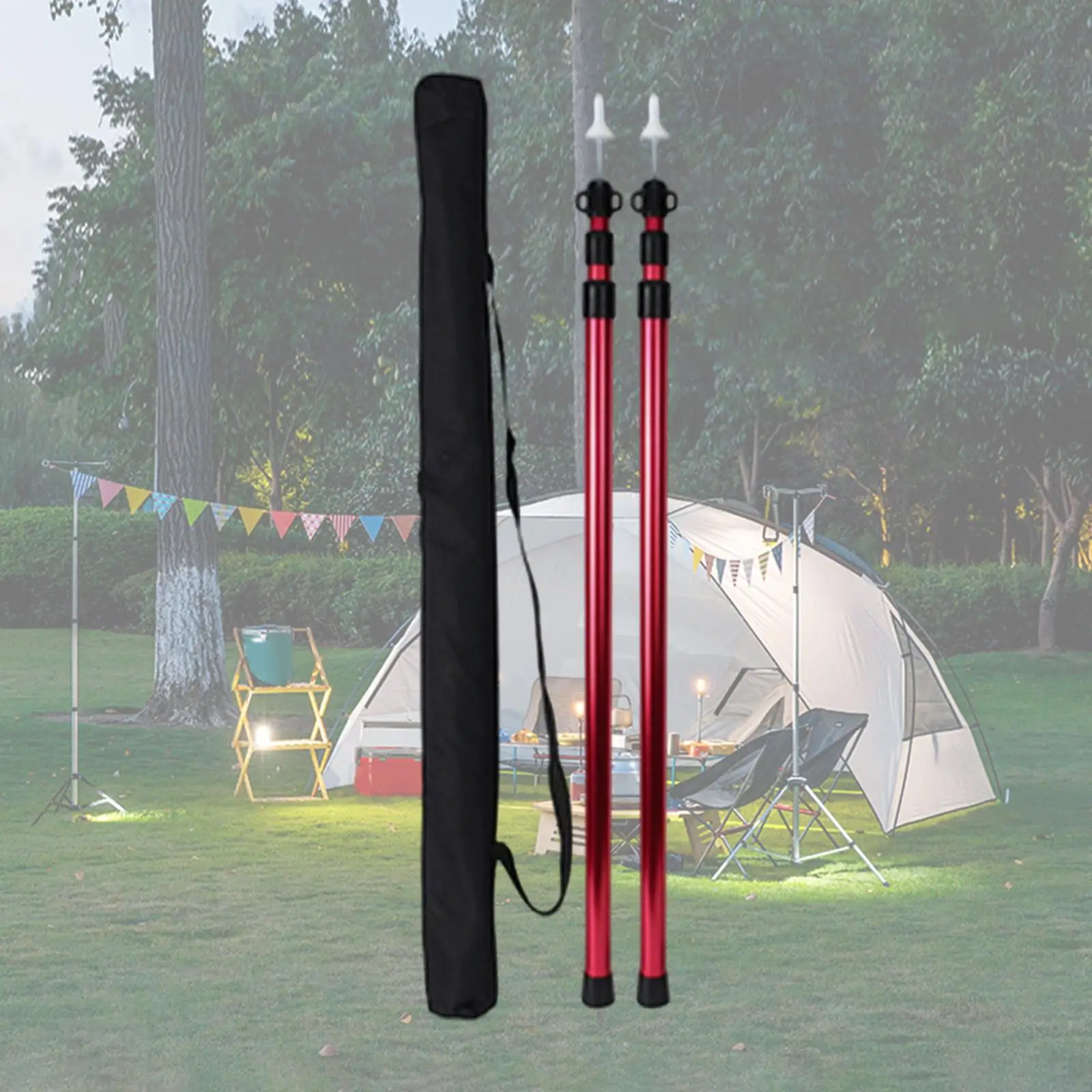 Awning Poles Camping Top 2x Telescoping Tarp Poles Adjustable for Traveling Hiking