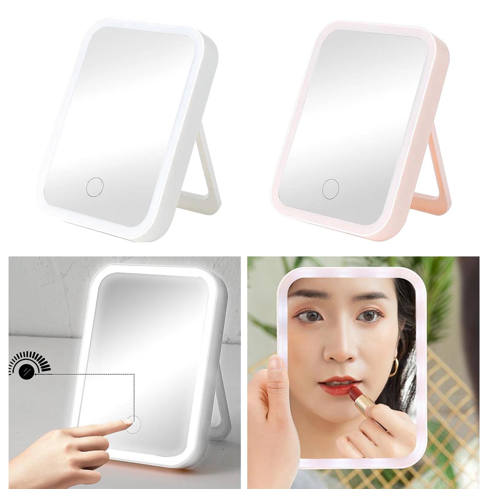 LED Lighted Travel makeup Mirror, Portable, Lighted, Rechargeable USB Mirror for Travel Home