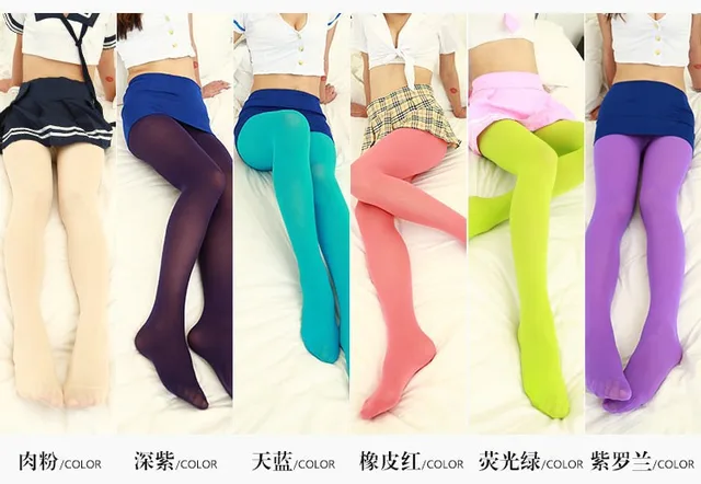 Woman Sexy Pantyhose Candy Color 100D Pantyhose Multicolor Velvet Tights  Seamless Stockings Plus Size Stockings XXS Color: Milk coffee, Size: XXS