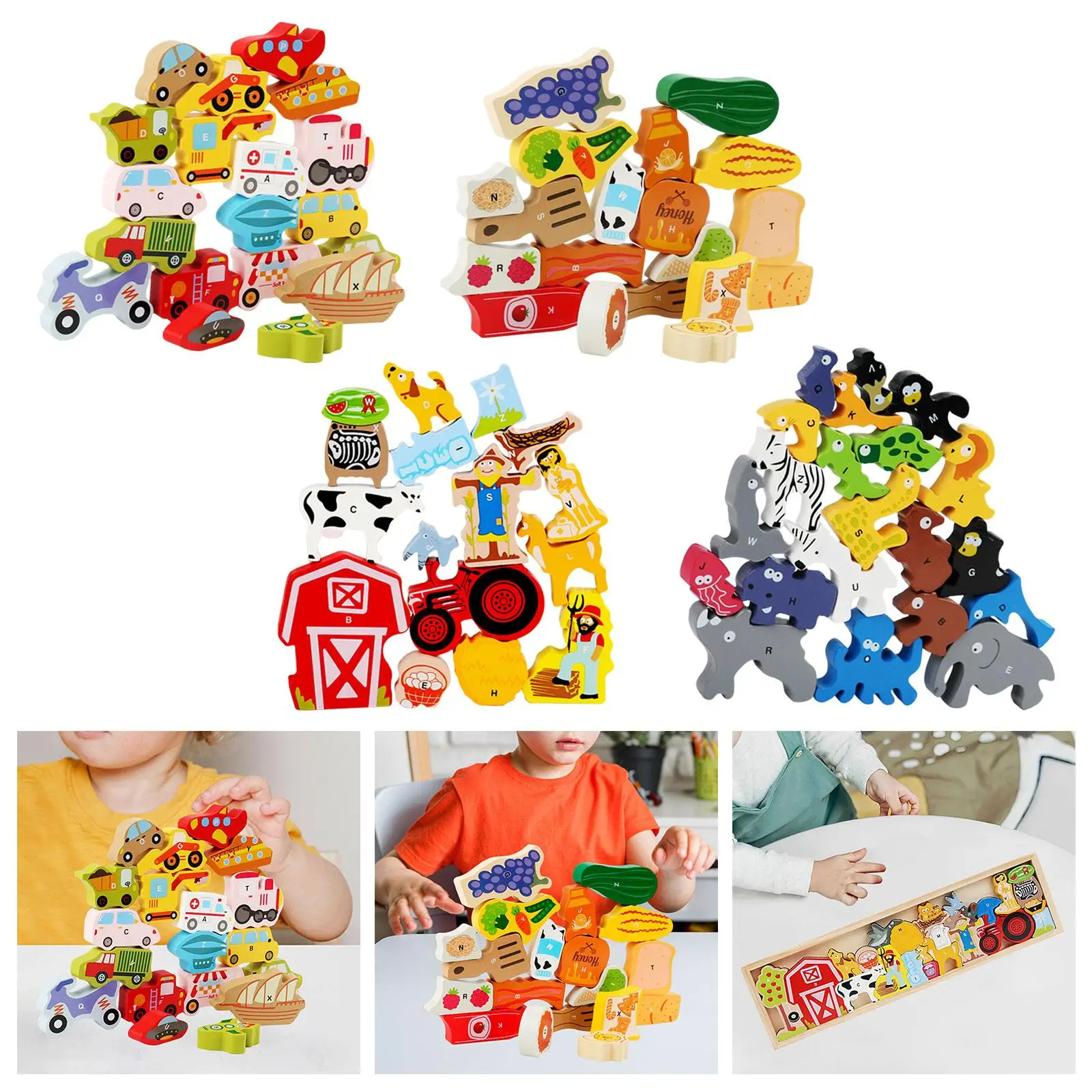 Wood Stacking Block Creativity Thinking Fine Motor Skills logical Hand Eye Coordination Building Wooden balance block for Party