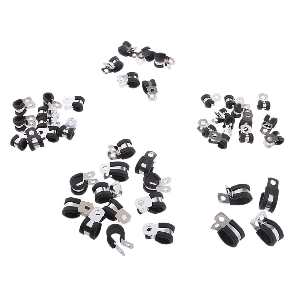 304 Stainless Steel Rubber Cushion Hose Cable  Clamps Assortment