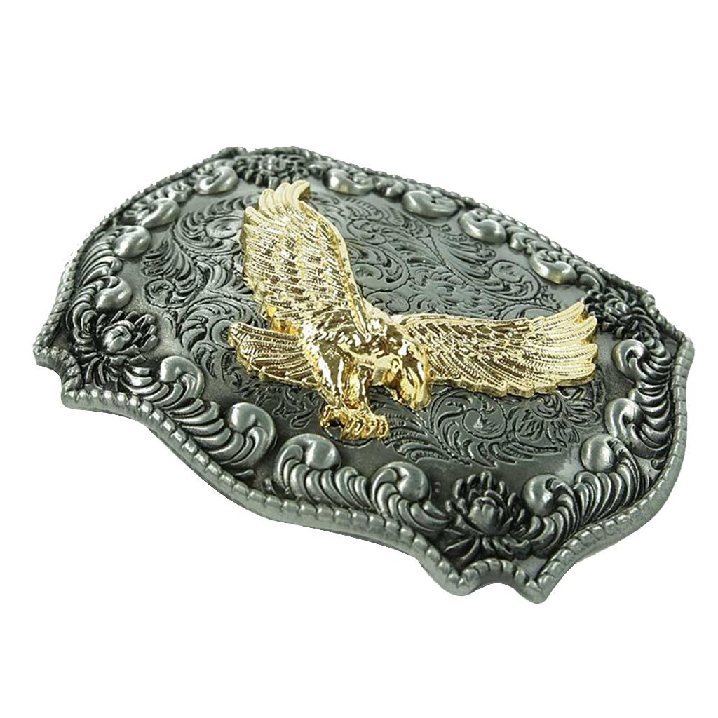 Antique Celtic Embossed Soaring Gold Eagle Belt Buckle Cowboy Style